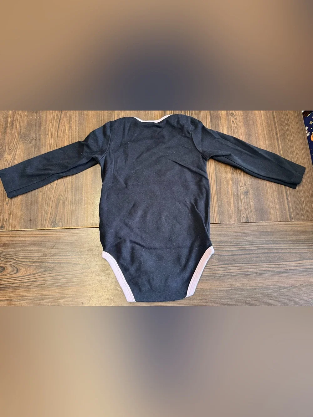Carter's Black Long-Sleeve One-Piece with Light Pink Trim